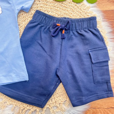 Conj. Camiseta Sorvete Gelado e Bermuda - Azul